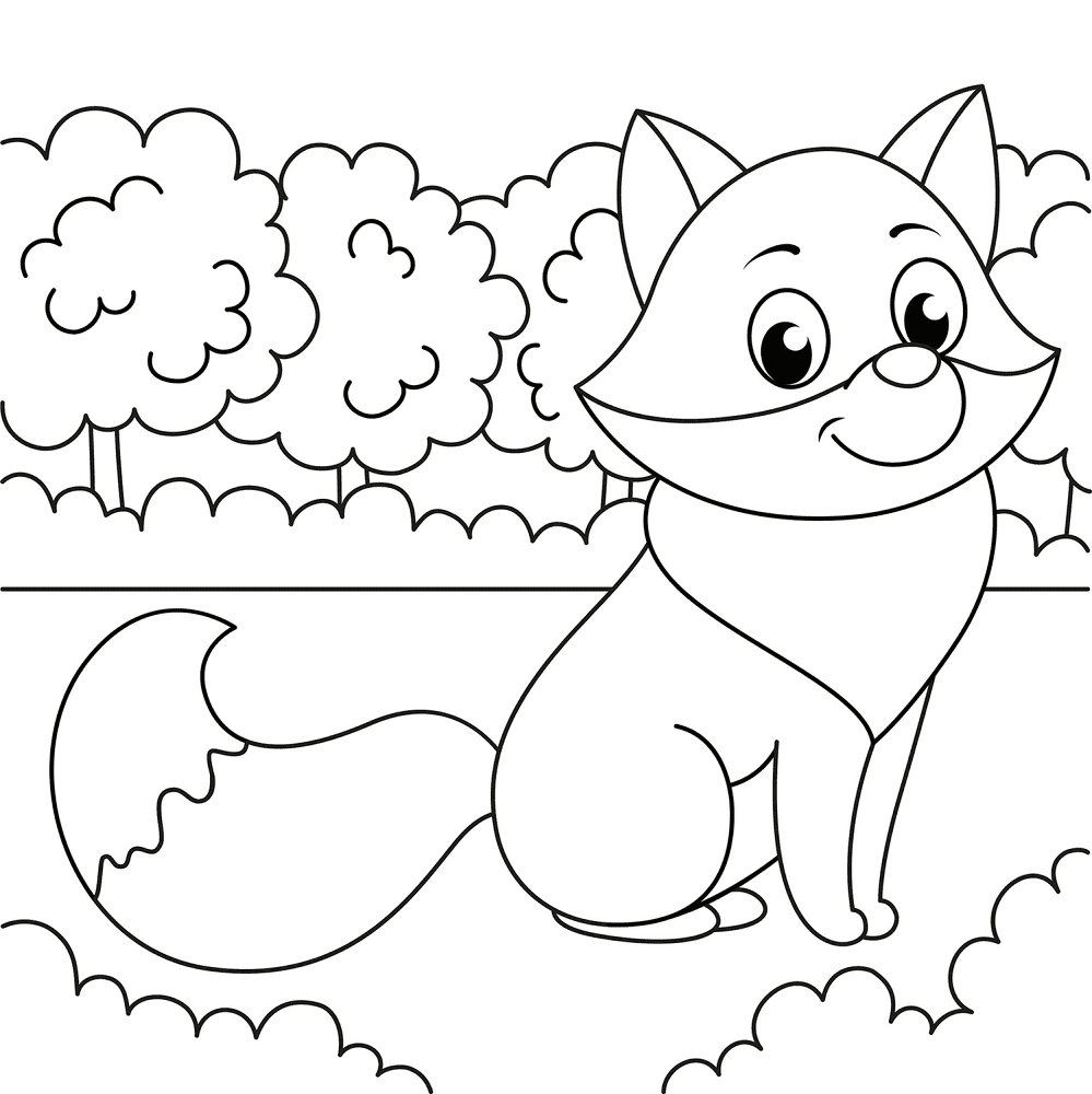 Desenho de Raposas para colorir e imprimir: número 48