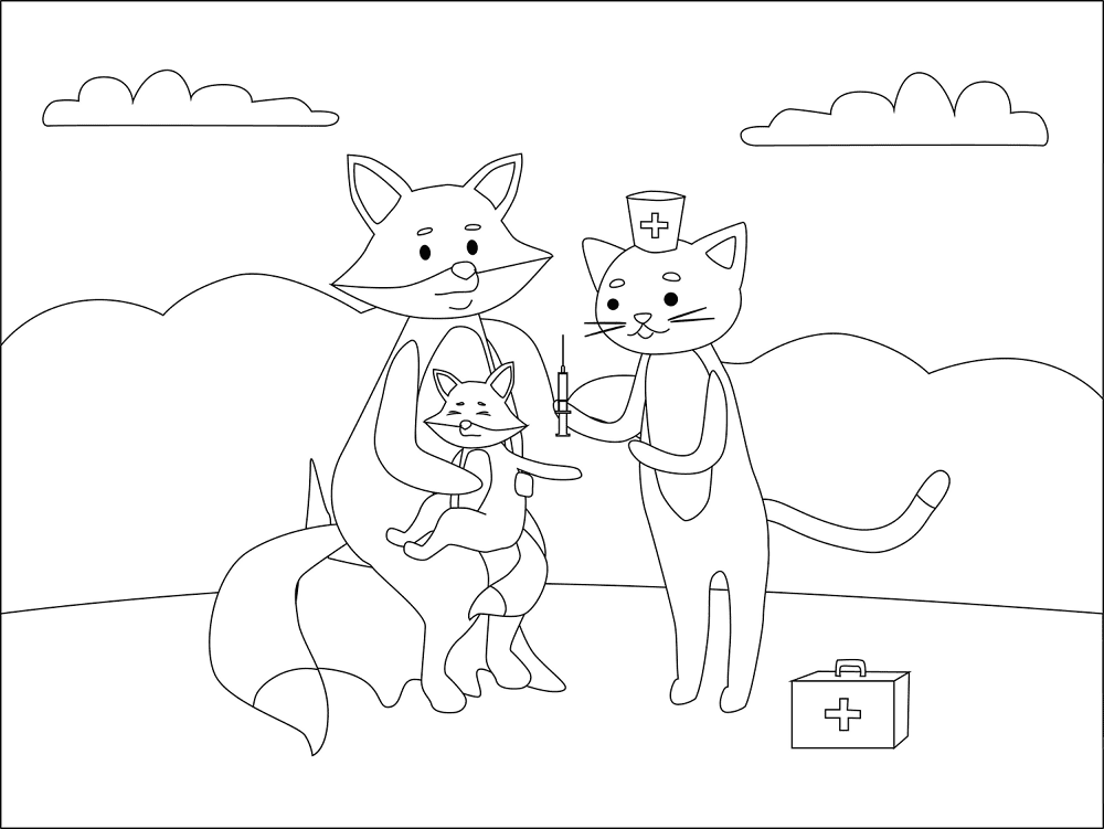 Desenho de Raposas para colorir