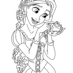 Desenho de Rapunzel para colorir e imprimir: número 7