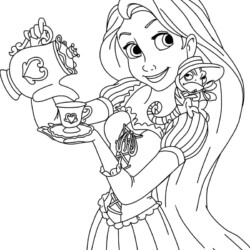Desenho de Rapunzel para colorir e imprimir: número 8