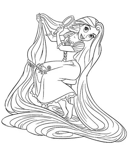 Desenho de Rapunzel para colorir e imprimir: número 10