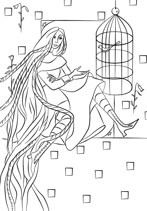 Desenho de Rapunzel para colorir e imprimir: número 14