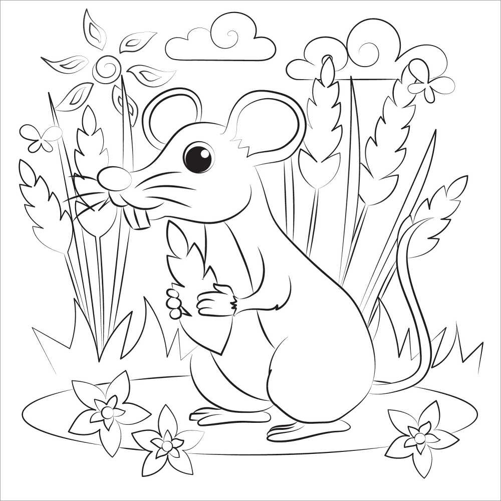 Desenho de Ratos para colorir e imprimir: número 1