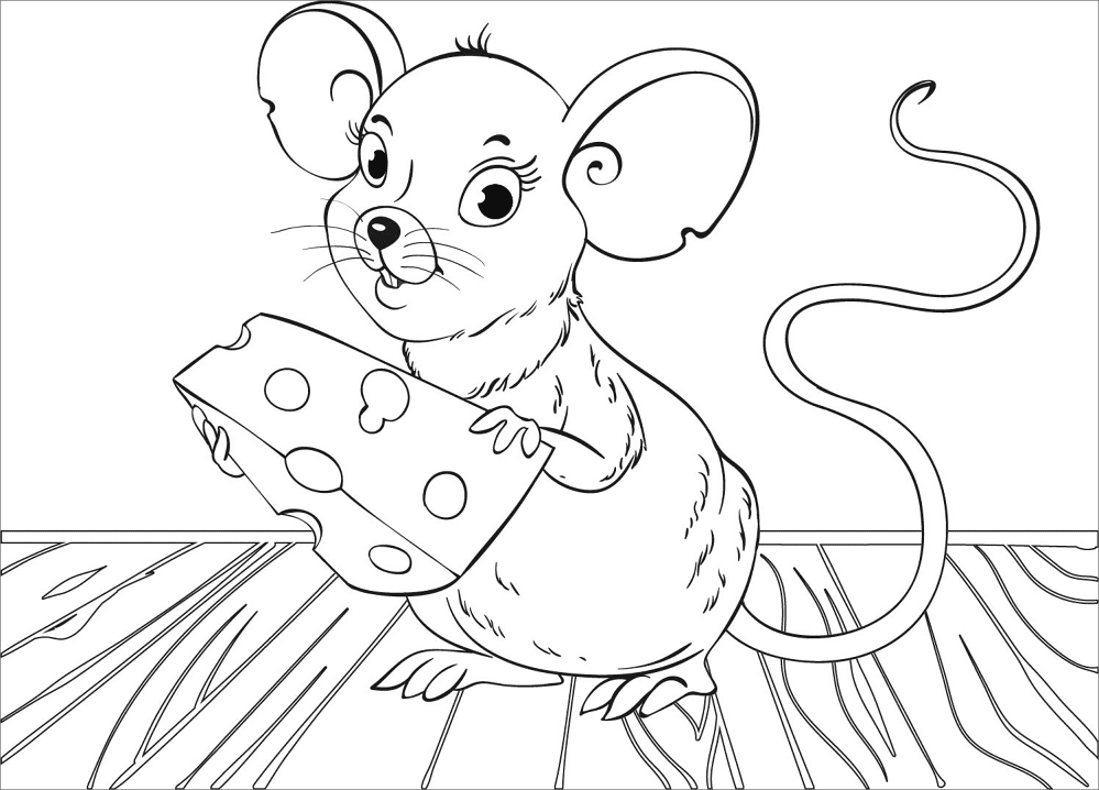 Desenho de Ratos para colorir e imprimir: número 3