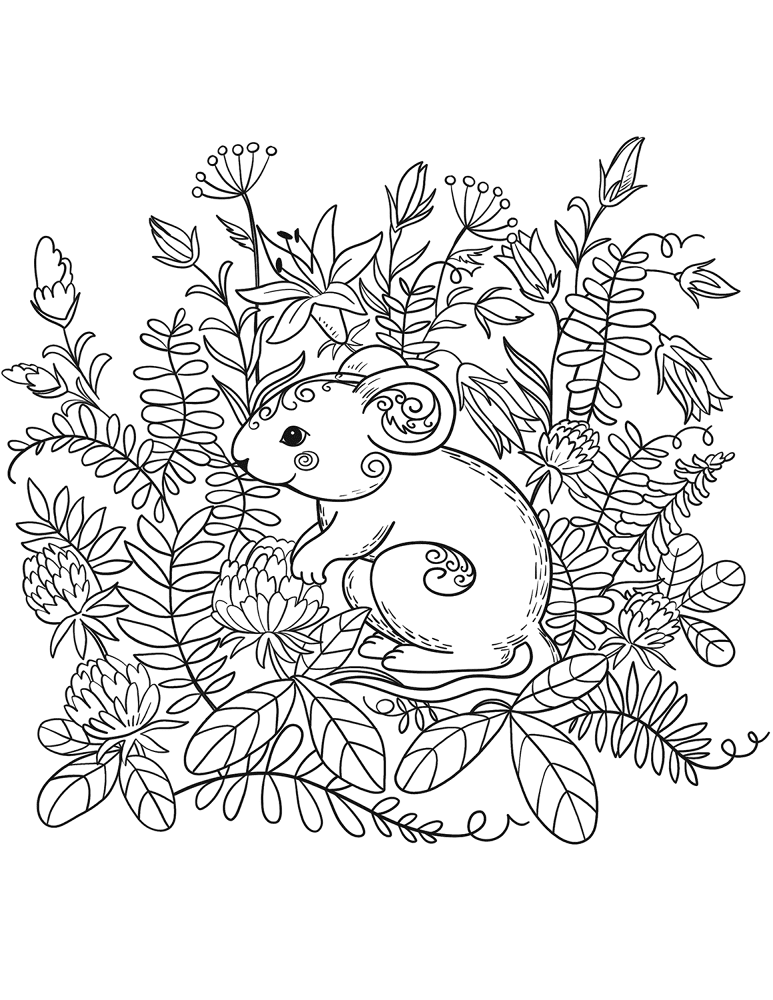 Desenho de Ratos para colorir e imprimir: número 33