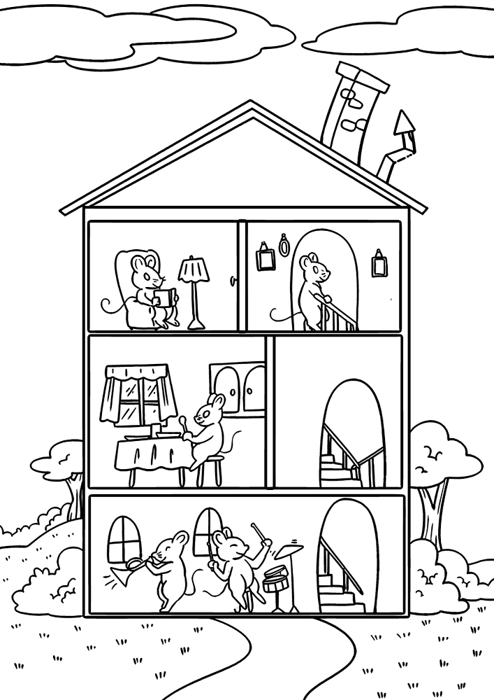 Desenho de Ratos para colorir