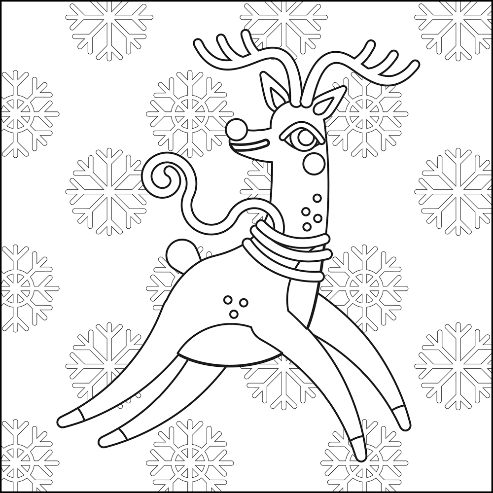 Desenho de Rena para colorir e imprimir: número 2