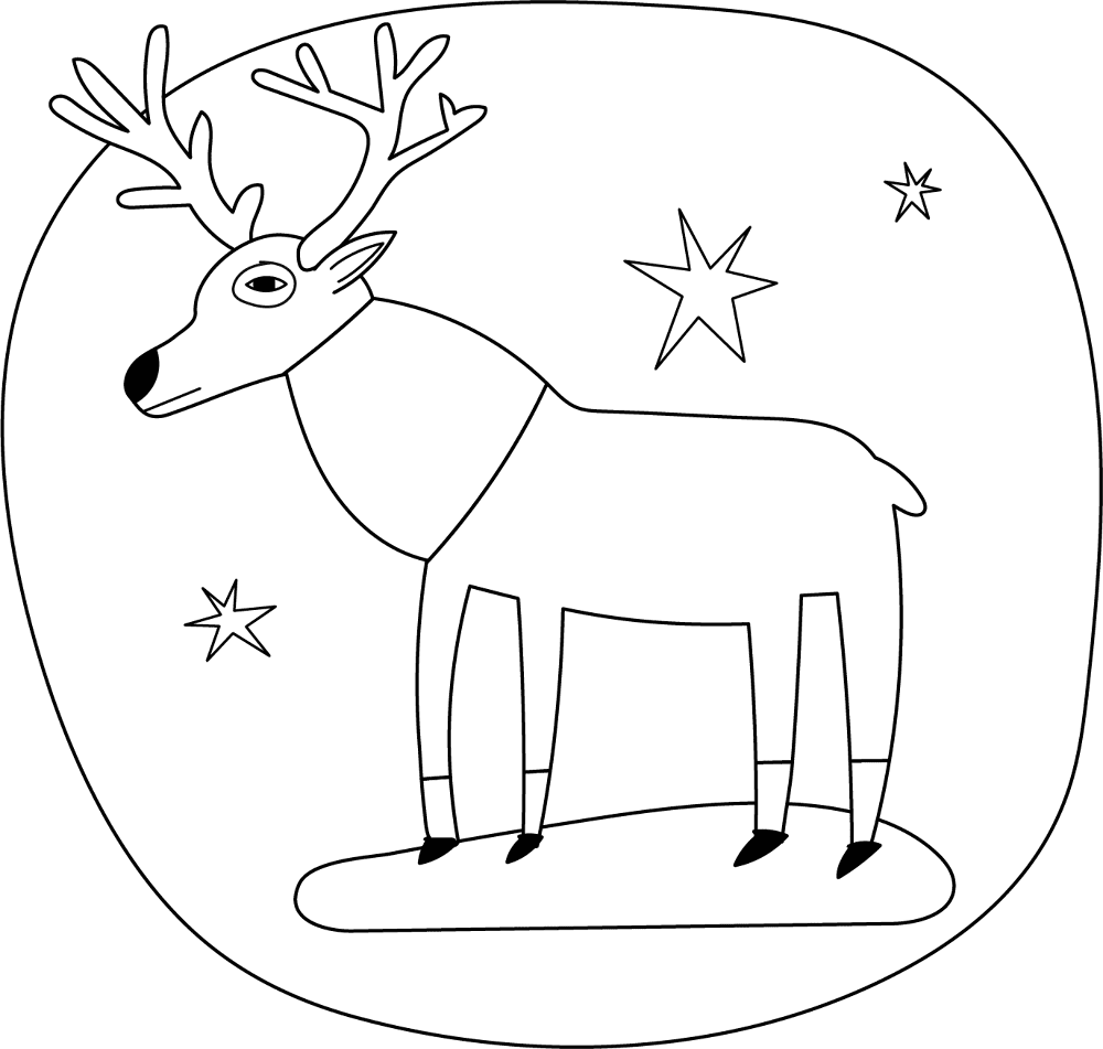 Desenho de Rena para colorir e imprimir: número 14