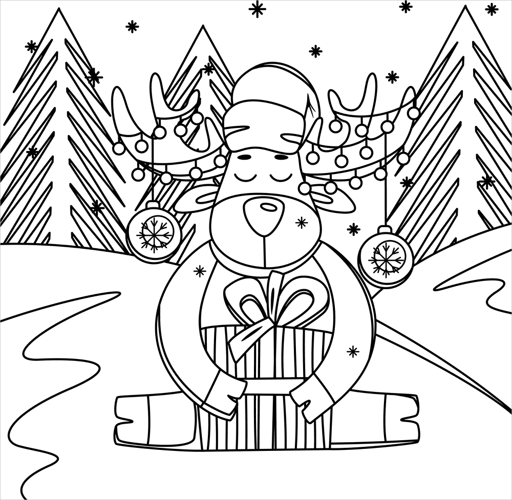 Desenho de Rena para colorir e imprimir: número 40