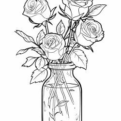 Desenho de Rosa para colorir e imprimir: número 5