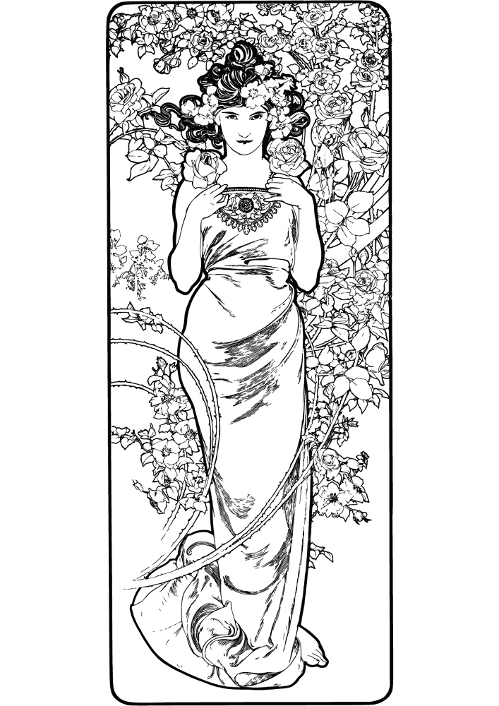 Desenho de Rosa para colorir e imprimir: número 21