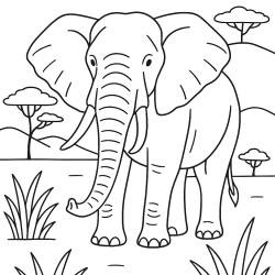 Desenho de Safari para colorir e imprimir: número 3