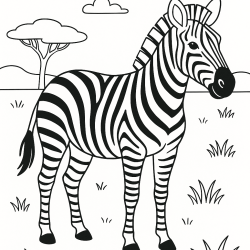 Desenho de Safari para colorir e imprimir: número 5