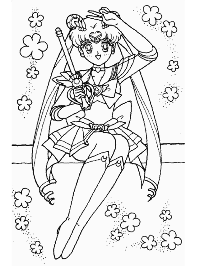 Desenho de Sailor Moon para colorir e imprimir: número 4