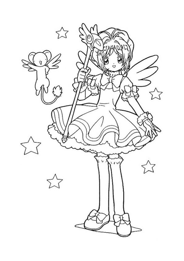 Desenho de Sakura Card Captors para colorir e imprimir: número 1