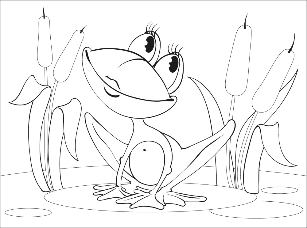 Desenho de Sapos para colorir e imprimir: número 2