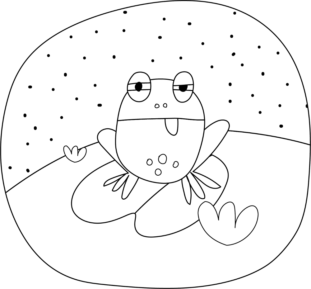 Desenho de Sapos para colorir e imprimir: número 5