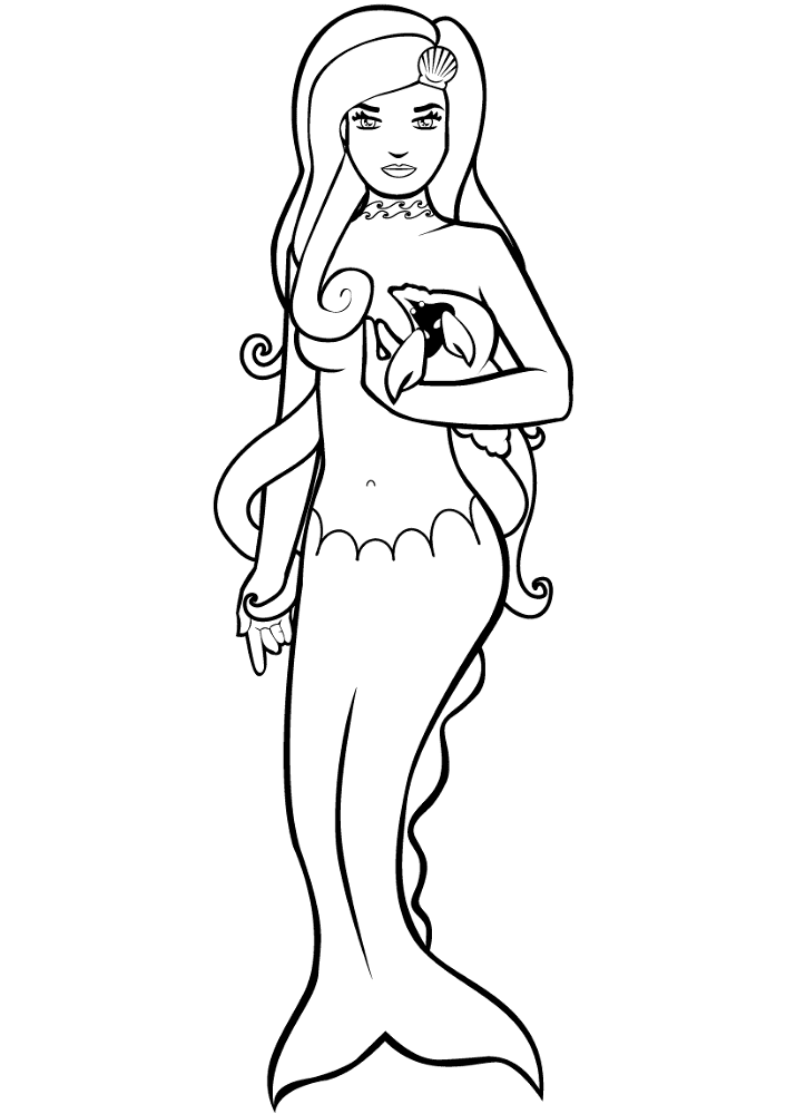 Desenho de Sereia para colorir e imprimir: número 2