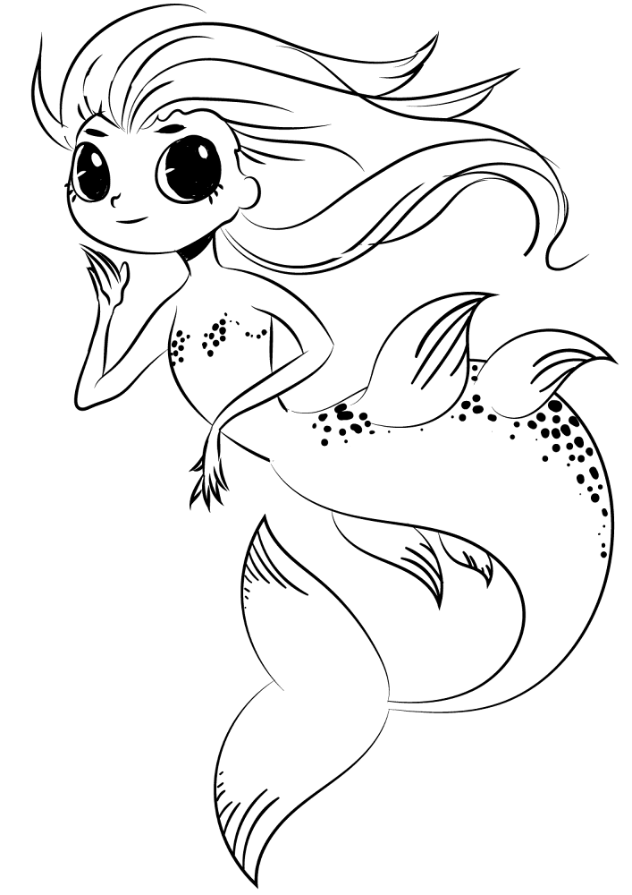 Desenho de Sereia para colorir e imprimir: número 3