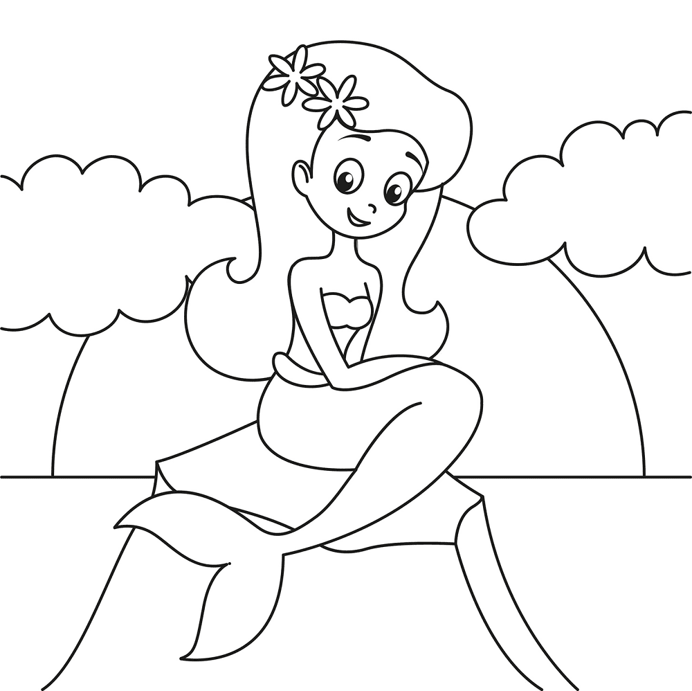 Desenho de Sereia para colorir e imprimir: número 4