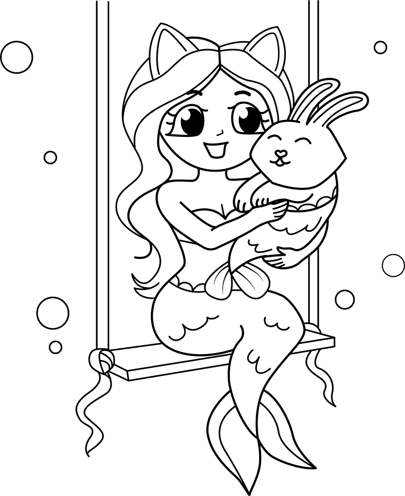 Desenho de Sereia para colorir e imprimir: número 5
