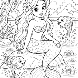 Desenho de Sereia para colorir e imprimir: número 6