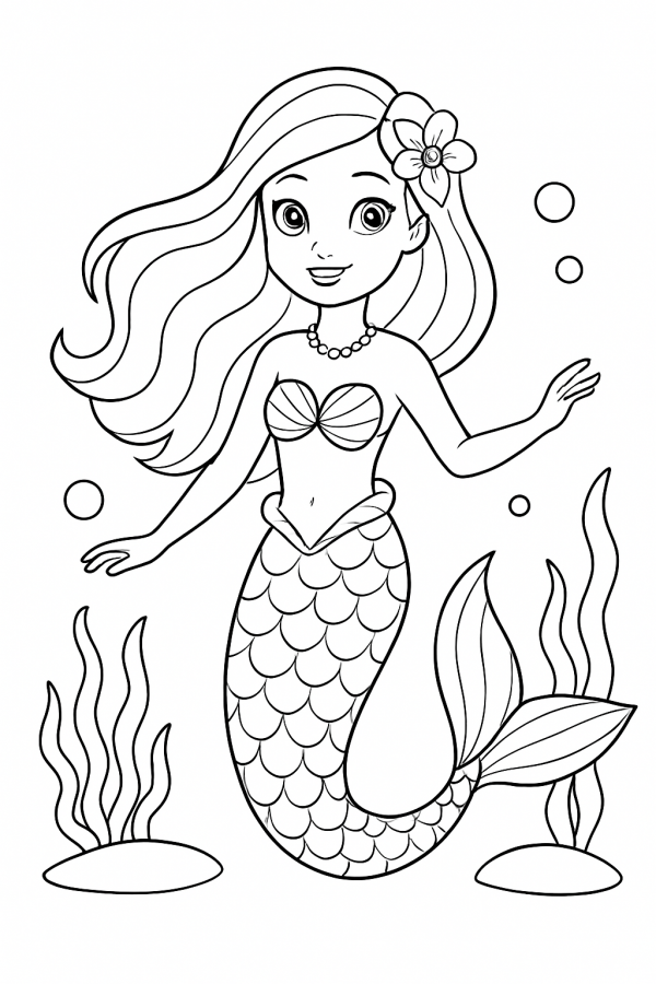 Desenho de Sereia para colorir e imprimir: número 7