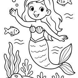 Desenho de Sereia para colorir e imprimir: número 8