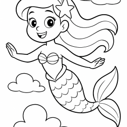 Desenho de Sereia para colorir e imprimir: número 9