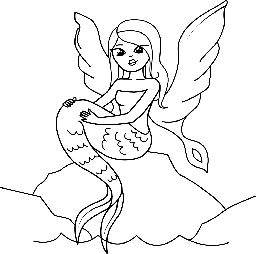 Desenho de Sereia para colorir e imprimir: número 12