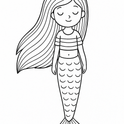 Desenho de Sereia para colorir e imprimir: número 13