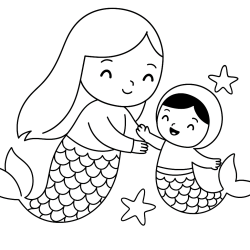 Desenho de Sereia para colorir e imprimir: número 14