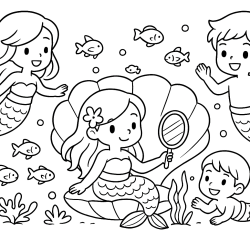 Desenho de Sereia para colorir e imprimir: número 16