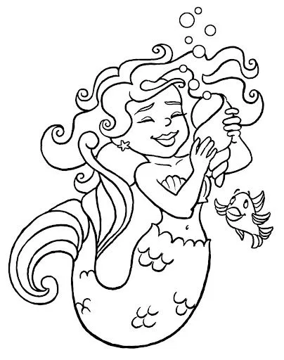 Desenho de Sereia para colorir e imprimir: número 17