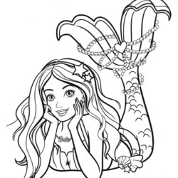 Desenho de Sereia para colorir e imprimir: número 18