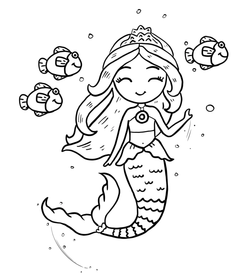 Desenho de Sereia para colorir e imprimir: número 19