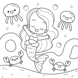 Desenho de Sereia para colorir e imprimir: número 22