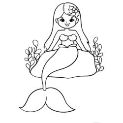 Desenho de Sereia para colorir e imprimir: número 24