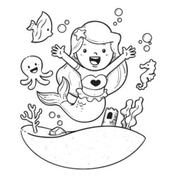 Desenho de Sereia para colorir e imprimir: número 25