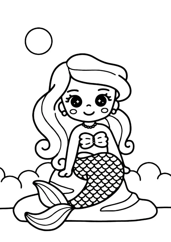 Desenho de Sereia para colorir e imprimir: número 27