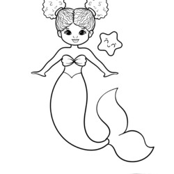 Desenho de Sereia para colorir e imprimir: número 28