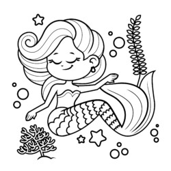 Desenho de Sereia para colorir e imprimir: número 29