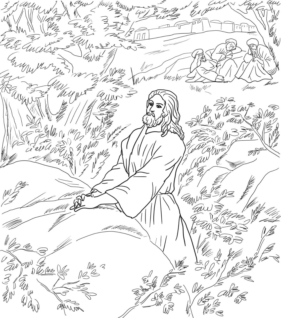 Desenho de Sexta Feira Santa para colorir e imprimir: número 2