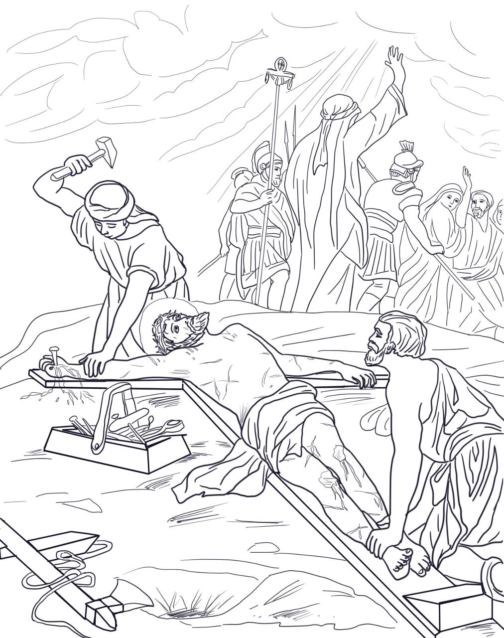 Desenho de Sexta Feira Santa para colorir e imprimir: número 4