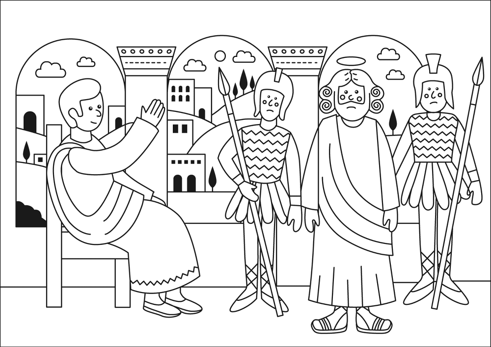 Desenho de Sexta Feira Santa para colorir e imprimir: número 6
