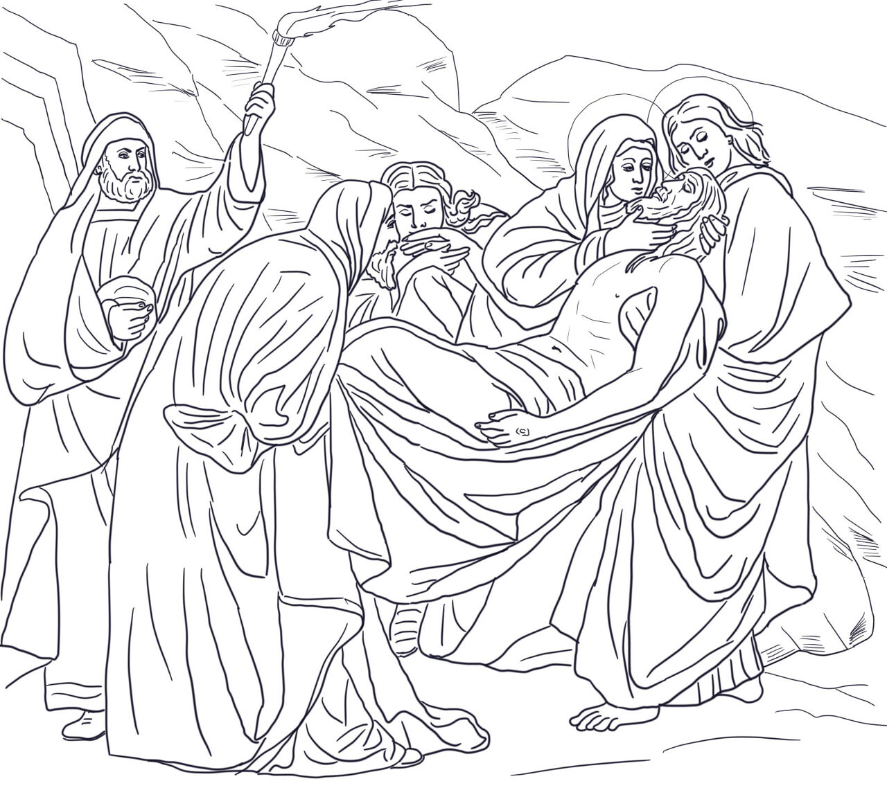 Desenho de Sexta Feira Santa para colorir e imprimir: número 10