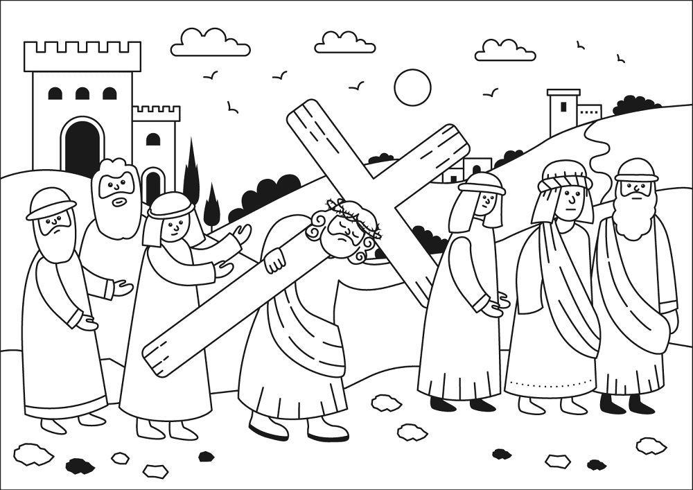 Desenho de Sexta Feira Santa para colorir e imprimir: número 13