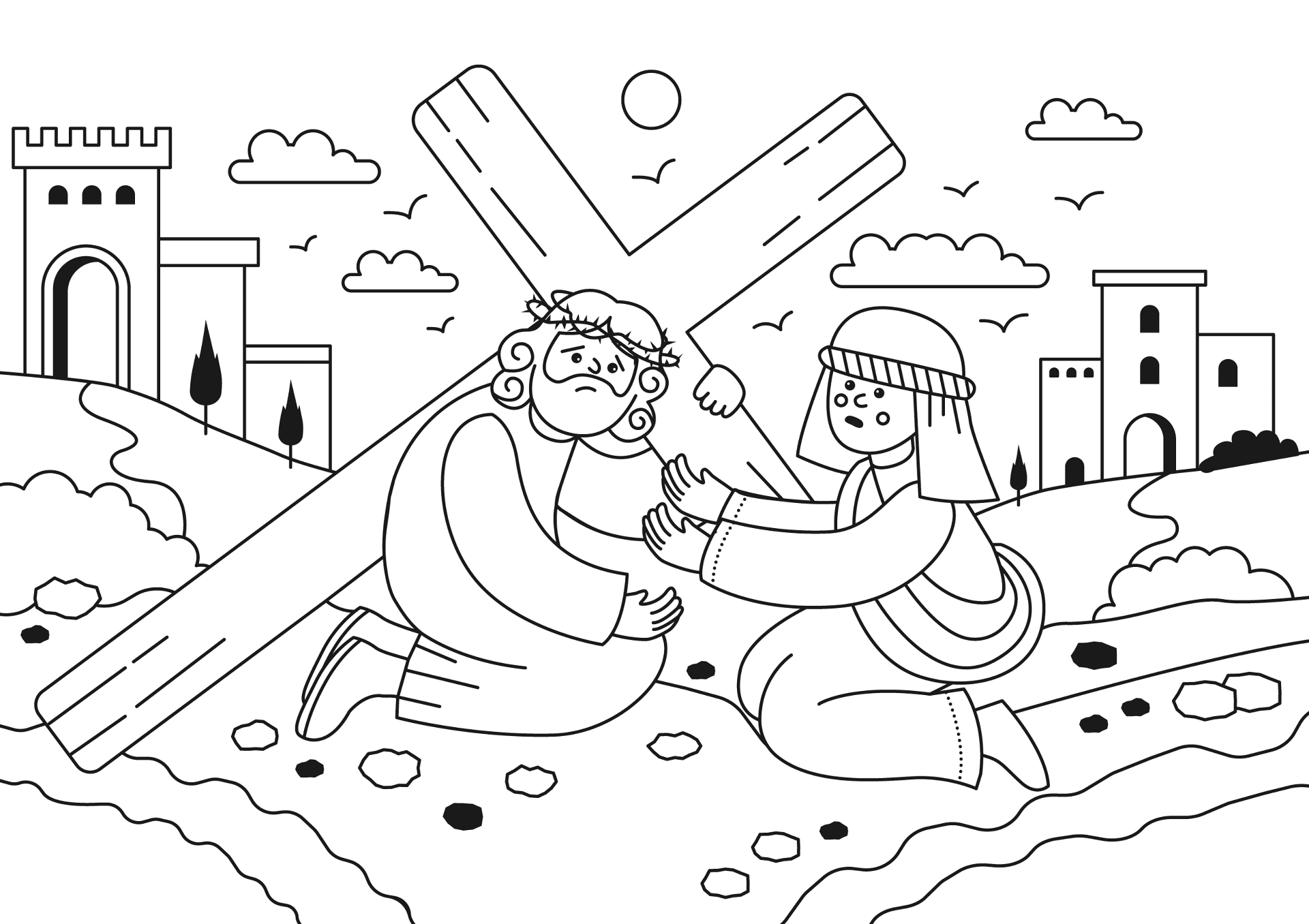 Desenho de Sexta Feira Santa para colorir