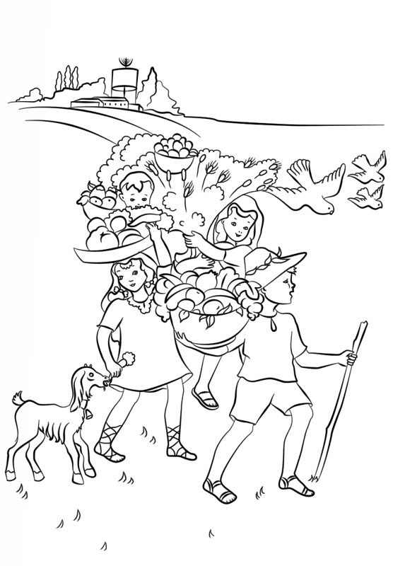 Desenho de Shavuot para colorir e imprimir: número 5