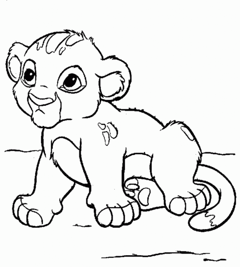 Desenho de Simba para colorir e imprimir: número 1
